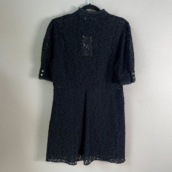 NEW Zara Womens Plus XXL Black Lace Dress Ruffle Details & Jewel Buttons - Picture 13 of 16